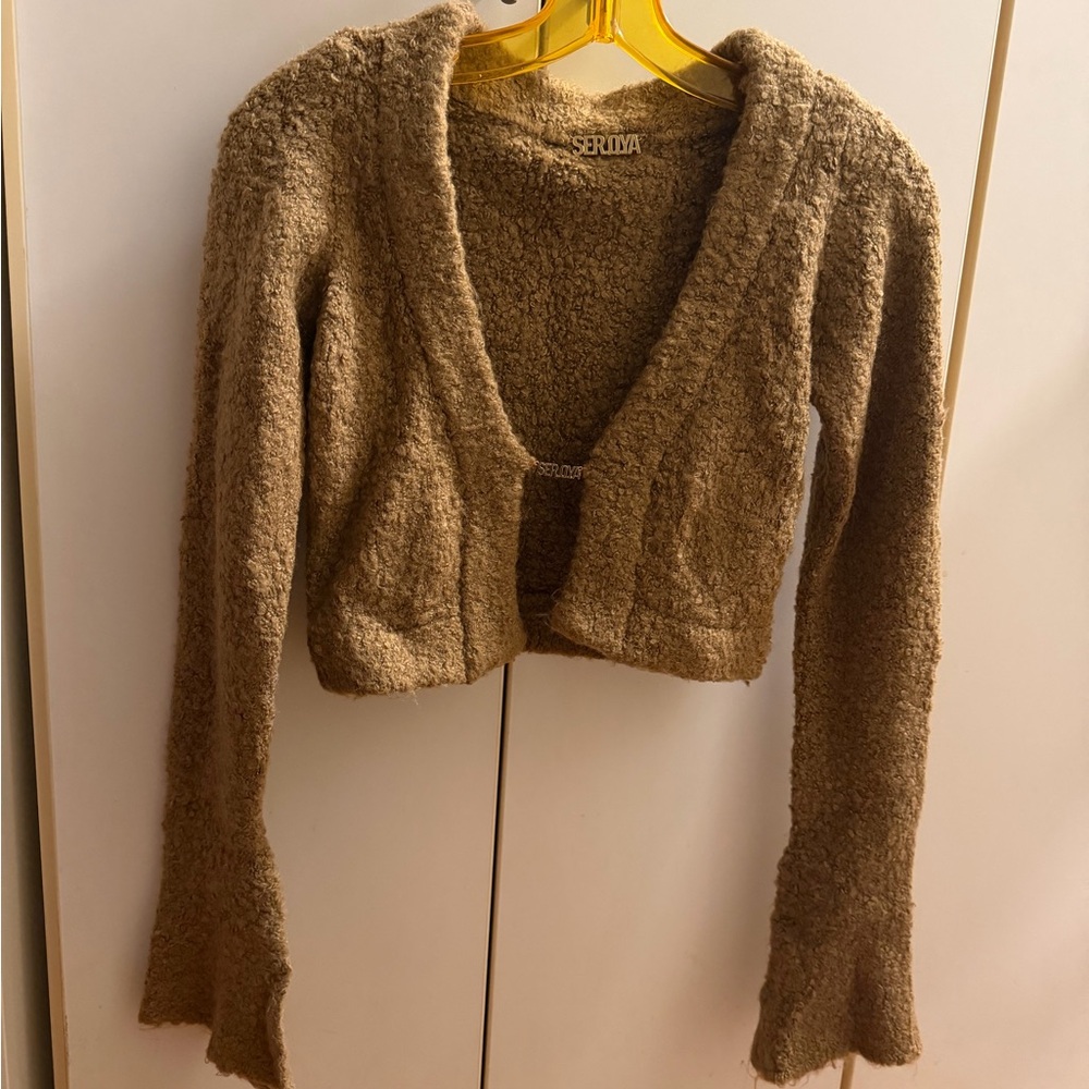 SER.O.YA Textured Brown Knit Sweater